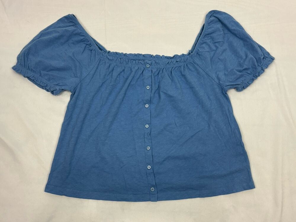 American Eagle Outfitters Button Front Knit Peasant Top Size XS Blue